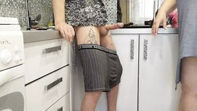 Mom-in-Law Sucks My Dick&#x1F32D; in the Kitchen; I Cum in Her Mouth