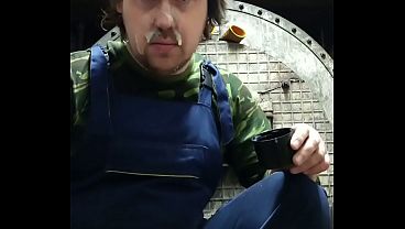 A sperm whore is going crazy with fresh cum! Gay cumshot twice and poured cum twice in his mouth and on his face!