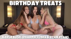 Celebrating my birthday with a lesbian threesome with Karla Kush & Ryan Ryans
