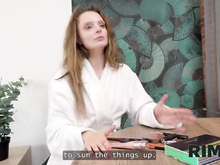 RIM4K. Pair teaching their blond ally how to rim and make the dude cum