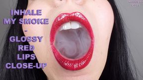 INHALE MY SMOKE - GLOSSY RED LIPS CLOSE-UP