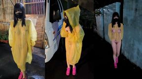 Transparent Raincoat Cut Open for Maximum Exposure