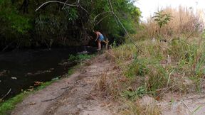 Encounter with a stranger at a waterfall ends in outdoor sex.