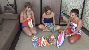 We blow beach balls and squeeze it IN