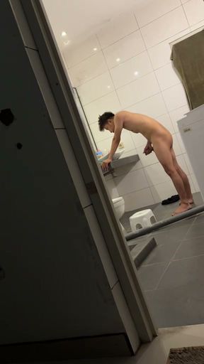 Gay Caught Masturbation in Toilet