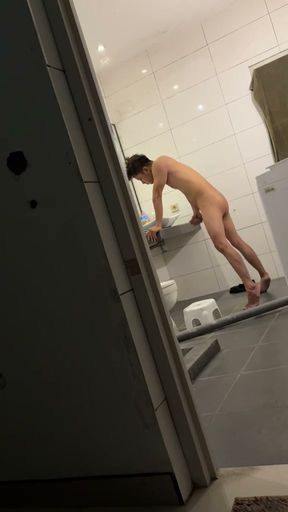 Gay Caught Masturbation in Toilet
