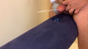 Fat Guy Cumming and Pissing On Inflatable Pillow -- THUNDER ALERT --