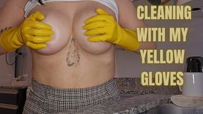 Cleaning gloves yellow wetting bra