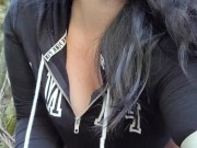 Naughty wife pees in the woods with no panties