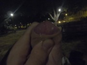 Horny Night Walk. Thick Cock Flashing & Cumming on Public