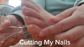 Clipping My Toenails and Fingernails While Removing Dry Skin From My Feet and Toes Close-Up