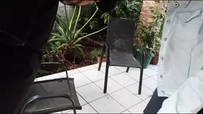 Fucking my stepbrother while his dad masturbates and watch outside