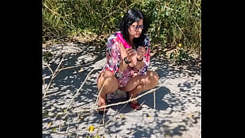 50  Mature Beauty masturbates outdoor