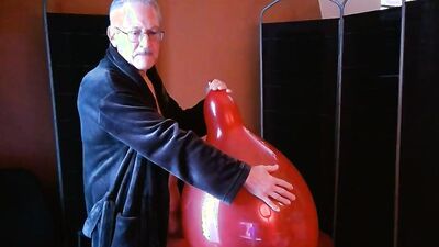 132) Red 17" Balloon Cum and Pop by Daddy