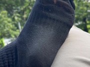 Public destroyed Nike socks and foot worship in Berlin