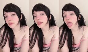 Trans girl hands free gagging anal orgasm with dildo