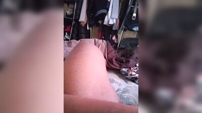 Dude jerks his hard pecker in this close-up footage