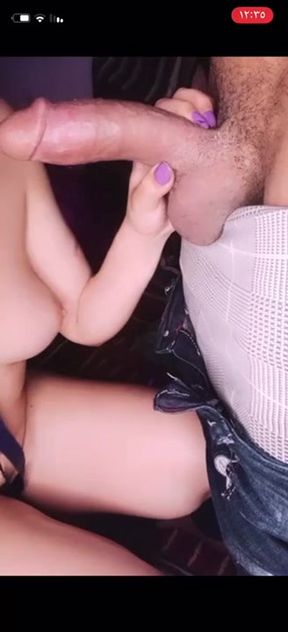 A young man ejaculates inside his wife's mouth