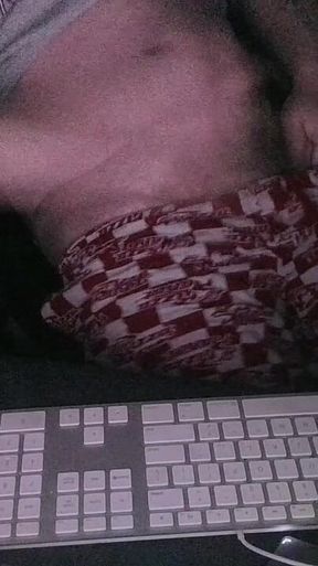 Night Time Masturbation Tease at My Computer with the Webcam on and the Night Time Ready for Action