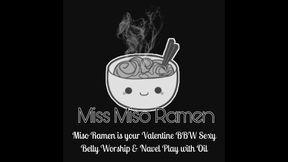 Miso Ramen BBW Sexy Belly Worship & Navel Play with Oil 4k