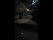 Jerked off and cumming at speed in a car