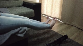 Foot Worship for a Woman in Jeans