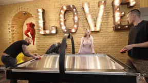 Cheating wife fucks and cums on her friend's busty girlfriend