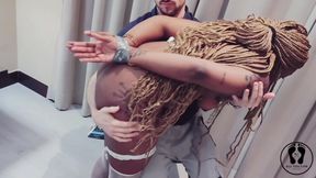 Spanking and Duct Tape Bondage Ebony Maid for Being Dirty