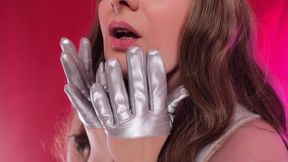 silver leather PVC gloves - Arya Grander