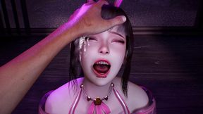 3d cute cosplay babe wearing cute dress have footjob sex with big dick