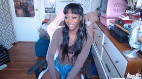 ebony trans girl vanniall goons, edges and nuts on her face - cumshot facial webcam masturbating big dick