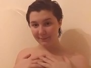 little s in the shower for daddy