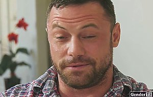 Tgirl babysitter Jessy Bells deepthroats cock and barebacked