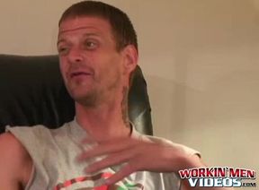 Old tattooed gay masturbates his thick cock in intense solo