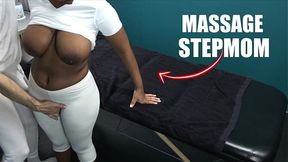 Black masseur gives deep tissue massage to sexy MILF with big booty