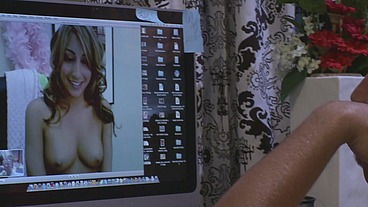 A trio of sexy sluts in lingerie and stockings get it on with a luck pair of dudes in a...