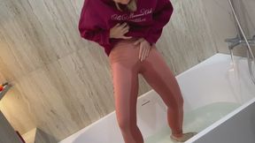 Peeing, wet masturbating and ripping my hoodie!