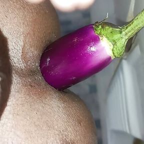 Boy&#039;s ass fucked with 8 inch eggplant