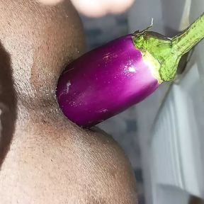 Boy&#039;s ass fucked with 8 inch eggplant