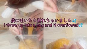 I threw up into a bag while eating pasta, and it overflowed.
