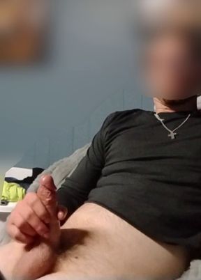 Horny Straight Friend Strokes His Big Cock on Video Call For Me