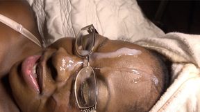 Black MILF sucks two big black dicks in homemade threesome