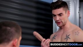 BuddiesNextDoor.com - Johnny bends Drake Tyler over a workout ball for an intense ana