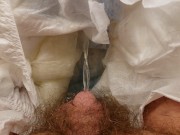 Chubby bear flooding his diaper