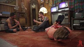 Casey Everett: Two Dudes Repeatedly Work His Cock to the Brink