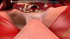 Futanari. Rough Sex Futa Fucks Futa in Red Latex and Leather.