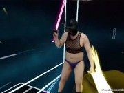 Beat Saber Mixed VR 01 part 2 of 4 playing, gaming in underwear and swimsuit