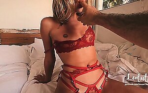 Intimate sex in lingerie with deepthroat and a big cumshot! Amateur Couple LeoLulu