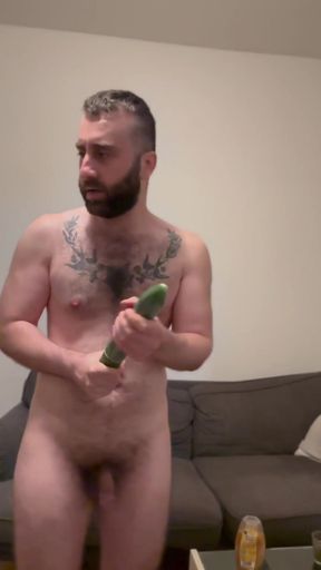 Fucking My Ass Deep with a Thick Cucumber