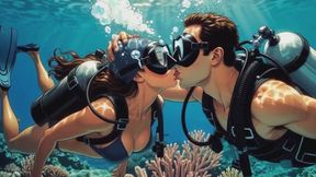 Shared Regulator Air Kissing Scuba | Coral Reef Breath Control Session